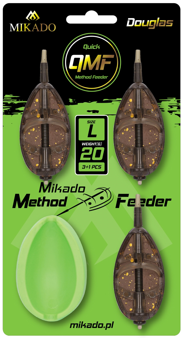 MIKADO KOSZYCZEK - METHOD FEEDER DOUGLAS Q.M.F. SYSTEM L KOMPLET - 3x50G + FOREMKA - OP. 1KPL.